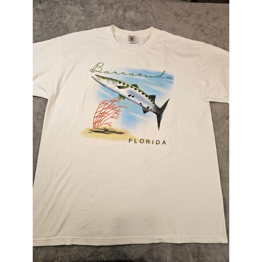 Vintage Delta Pro Weight Barracuda Florida Graphic T Shirt XL White